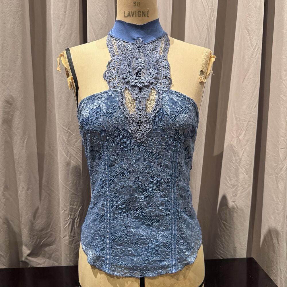 Ann Ferriday Vtg One off Lace And Silk Halter Top S
